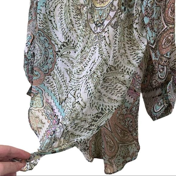 CATO Sheer Graphic Tunic Blouse Size Medium Coverup - Picture 5 of 10